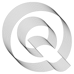 Q Letter logo design element. 3D Geometric letter. Streetwear stile. Impossible shape, optical illusion. Sacred geometry. Vector illustration 10 eps.