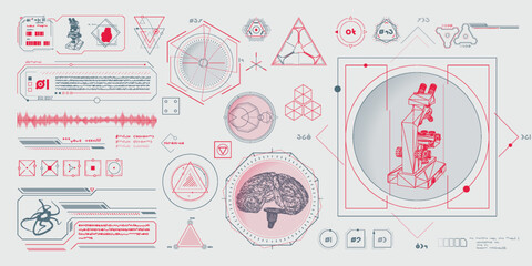 Vector data elements for sci-fi interface infographics.