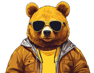 Bright bear in stylish clothing