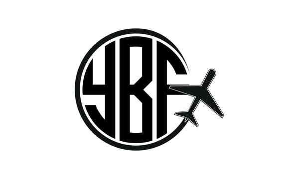 YBF three initial letter circle tour & travel agency logo design vector template. hajj Umrah agency, abstract, wordmark, business, monogram, minimalist, brand, company, flat, tourism agency, tourist