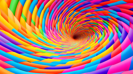 colorful, swirling tunnel pattern with bright rainbow hues, creating a hypnotic and psychedelic...