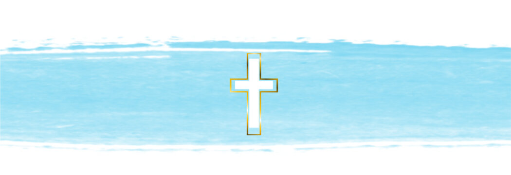 banner crosses illustration Isolated on transparent background, textured background, golden cross on the sky, vector Watercolor splash Easter cross clipart.