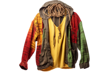 Ethnic Elegance Rastafarian Attire Display isolated on transparent background