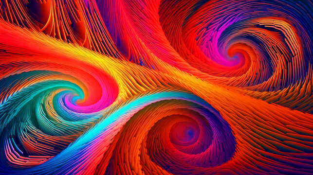 vibrant, textured swirl of layered colors, creating a mesmerizing spiral effect that appears to be in constant motion