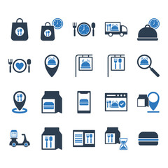 Online Food Delivery Icon Set Sign Symbol