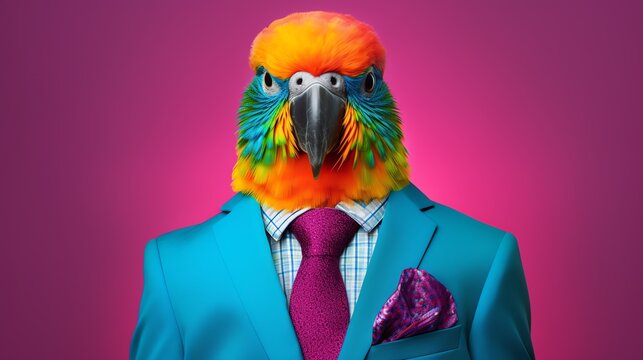 a bird in a suit