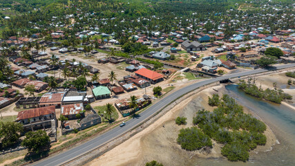 aerial view of Mikindani town in Southern Tanzania