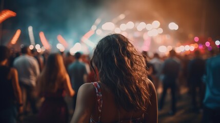 People dance while watching a concert, AI generated Image