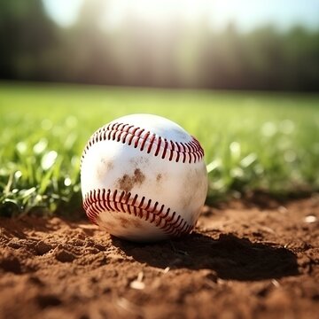 Baseball ball on the baseball field,