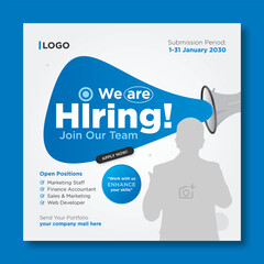 We are hiring job vacancy social media post design template. square web banner template or employee recruitment post banner design. - obrazy, fototapety, plakaty