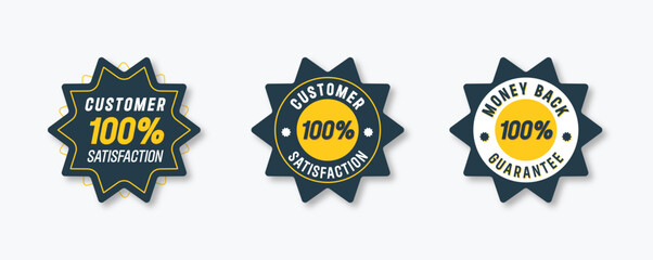 Fototapeta premium Set of 100% customer satisfaction guaranteed badge design and 100% money back guarantee label design template.