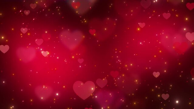 valentines day hearts and bokeh red 4k motion background, love and passion 14 February and anniversary design element