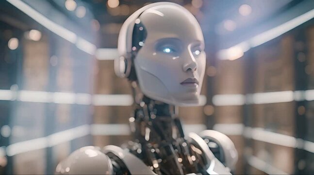 robot artificial intelligence development and machine learning concept robot view