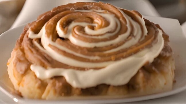 sweet and delicious food with whipped cream close up view slow motion view