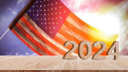 2024 goals, United States, Old American flag held Concept, Important events for Americans in the...