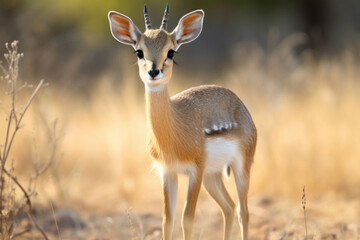 A Dik dik, a small antelope, in its natural savannah habitat