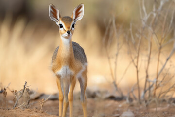 A Dik dik, a small antelope, in its natural savannah habitat