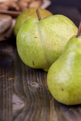 green pear on the table while cooking food