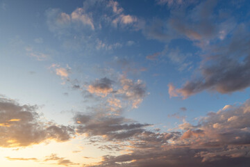 beautiful sky with clouds during sunset and sky color changes