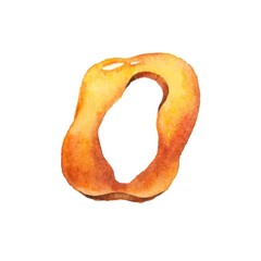 cut out Watercolor one big yellow digit zero 0 isolated on white background. clip art cute symbols of children age for happy birthday cards. Learning numeracy, numbers, mathematics for kids