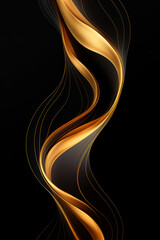 Black background with gold swirl design on it's side.