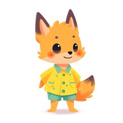 a cartoon of a fox wearing a yellow shirt and shorts