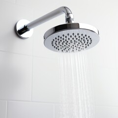a shower head with water running out of it - obrazy, fototapety, plakaty