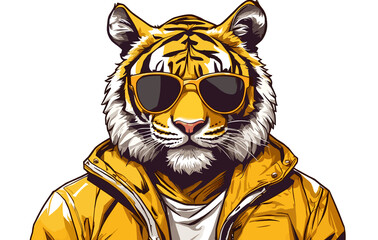 Tiger wearing hip-hop clothes