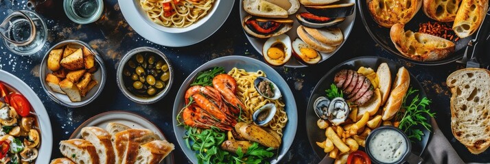 Assortment of France traditional dishes. France food