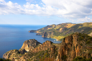 Fototapeta na wymiar Turkey sea landscape. view of the blue sea and mountain landscape.