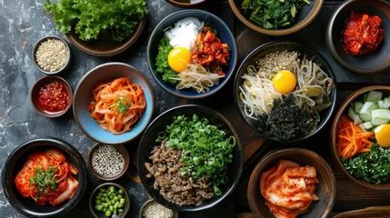 Foto op Plexiglas Assortment of Korean traditional dishes. Asian food. © olegganko