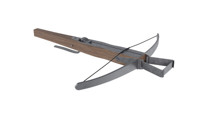 Medieval crossbow weapon without arrow isolated on transparent and white background. Weapon concept. 3D render