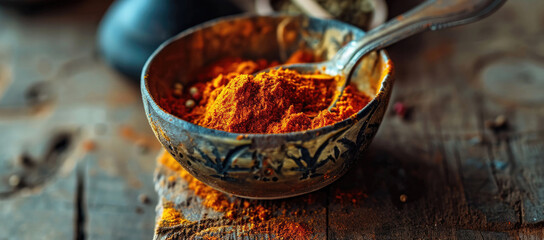 Oriental spices in beautiful ceramic dishes