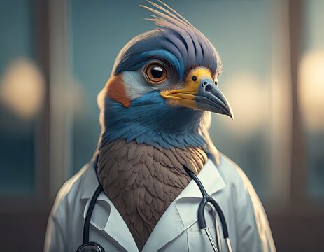 Portrait of a bird as a doctor