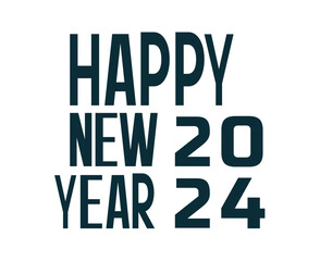Happy New Year 2024 Abstract Blue Graphic Design Vector Logo Symbol Illustration
