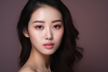 Naklejka premium Beautiful asian young woman with pperfect skin and natural make up