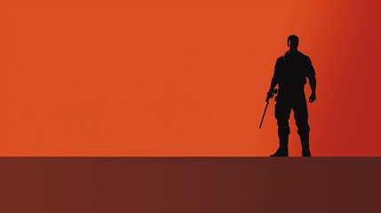 a silhouette of a man holding a gun - Powered by Adobe