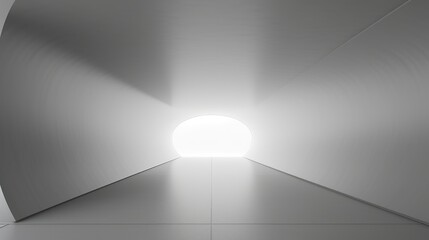 a white room with a light at the end of the tunnel and a white light at the end of the tunnel.