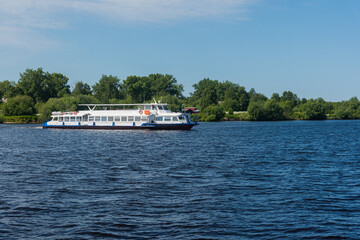 Passenger ship on the Severnaya Dvina River, transportation of passengers between the islands and the shore.