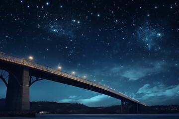 a bridge over water at night