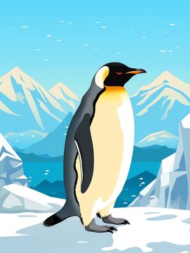 a penguin standing on snow