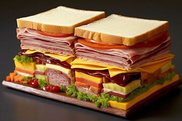 mouth-watering three-dimensional sandwich. Generative AI