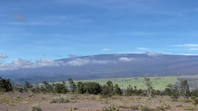 Scenic Mauna Loa vista from the Kilauea crater rim, Volcanoes National Park, Big Island of Hawaii