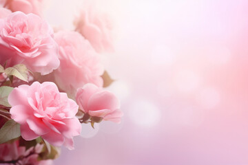 Beautiful pink rose on soft pink background
