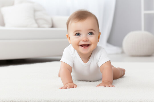 Portrait of a baby on floor at home 