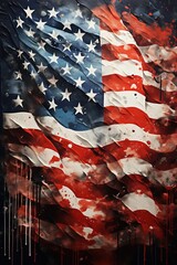 United States of America Flag Painting, Patriotic Artwork, Red White and Blue, Freedom and Liberty Old Glory Wallpaper, Stars and Stripes Background Art 