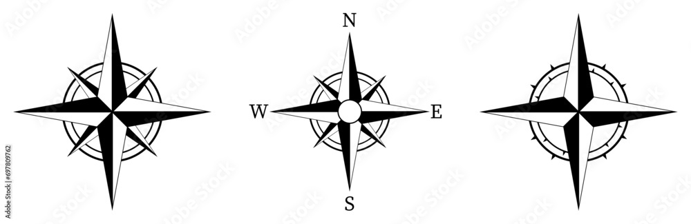 Wall mural Navigational compass icon set. Vector illustration