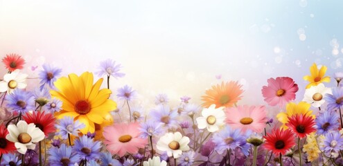 Fototapeta na wymiar springtime colorful sunny spring flowers background