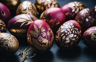 golden easter eggs with decorations