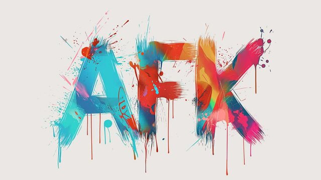 "AFK" word in animated handwritten text